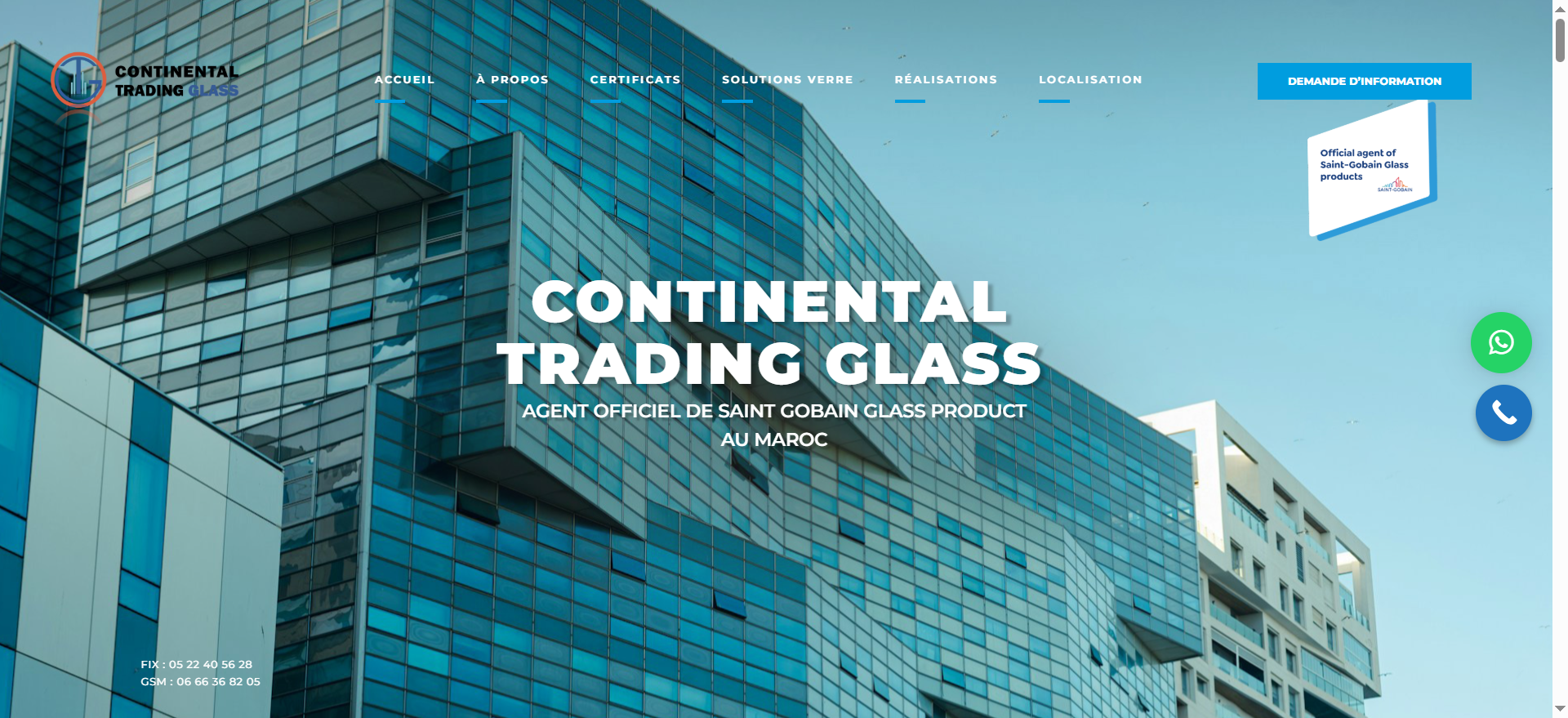 Capture du site continentaltradingglass.ma